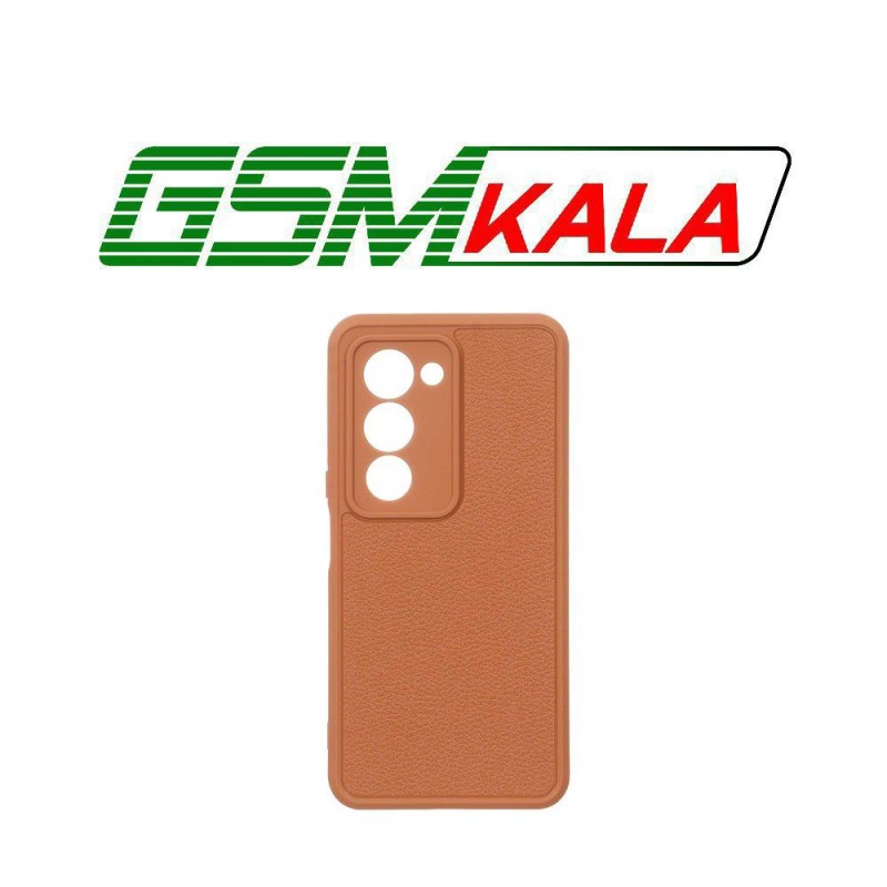 قاب Texture طرح چرم محافظ لنزدار Xiaomi Redmi 15 4G - قهوه ای