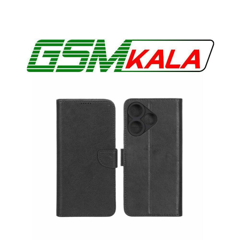 کیف چرمی موبایل مگنتی محافظ لنزدار KRF مدل Xiaomi Redmi 13X / Redmi 13 4G / Poco M6 4G - مشکی