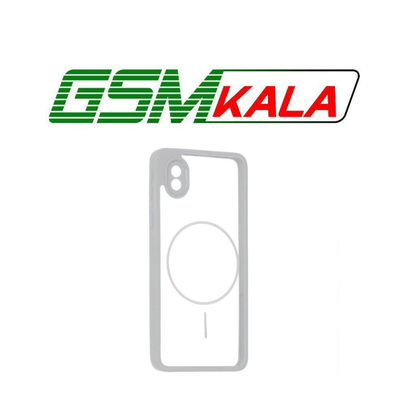 قاب پشت سخت شفاف محافظ لنزدار طرح مگ سیف دور رنگی Samsung Galaxy A01 Core - طوسی
