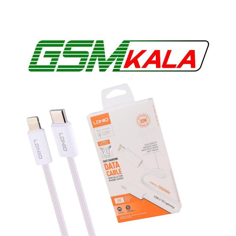 کابل تایپ سی به لایتنینگ فست شارژ 30 وات الدینیو LC901i طول 1 متر