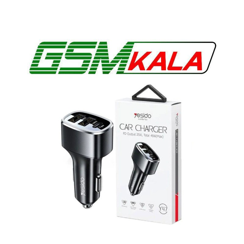 شارژر فندکی فست شارژ Yesido Y47 QC3.0 PD 3A 25W
