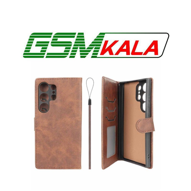 کیف موبایل مگنتی درجه یک داخل خز MNC Plus مدل Samsung Galaxy S24 Ultra - قهوه ای