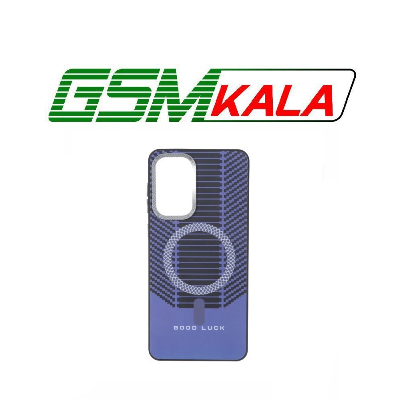 قاب Good Luck هاشور دار لنز کربن طرح مگ سیف Samsung Galaxy A73 - بنفش
