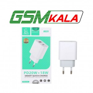 شارژر دیواری 20W فست و PD دو پورت Denmen مدل DC21