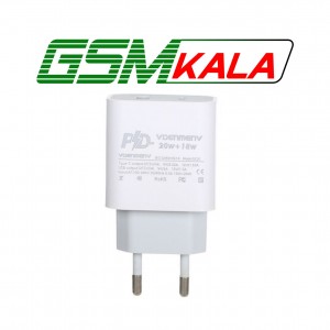 شارژر دیواری 20W فست و PD دو پورت Denmen مدل DC21