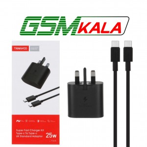 آداپتور شارژر 25W فست و PD تک پورت Tranyoo مدل T-SA3C به همراه کابل شارژ Type-C