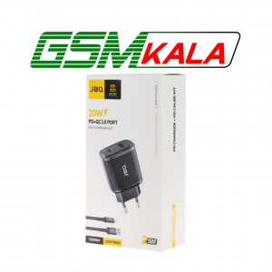شارژر دیواری فست و PD دو پورت JBQ مدل HC-NP20 20W همراه با کابل آیفون