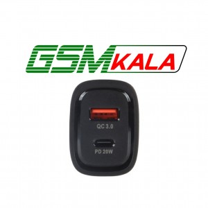 شارژر دیواری فست و PD دو پورت JBQ مدل HC-NP20 20W همراه با کابل آیفون
