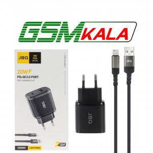 شارژر دیواری فست و PD دو پورت JBQ مدل HC-NP20 20W همراه با کابل آیفون