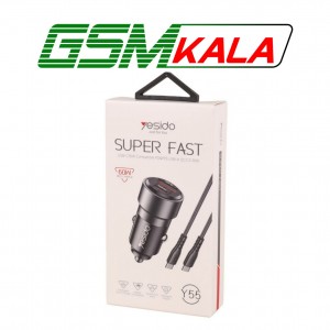 شارژر فندکی فست شارژ Yesido Y55 QC3.0 PD 3A 30W + کابل تبدیل تایپ سی