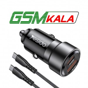 شارژر فندکی فست شارژ Yesido Y55 QC3.0 PD 3A 30W + کابل تبدیل تایپ سی