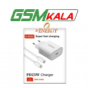 شارژر دیواری 25 وات ایکس انرژی X-525C PD 3A + کابل تبدیل تایپ سی