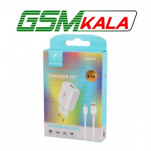 شارژر دیواری 12 وات اسکای دلفین SC07V 2.4A + کابل میکرو یو اس بی