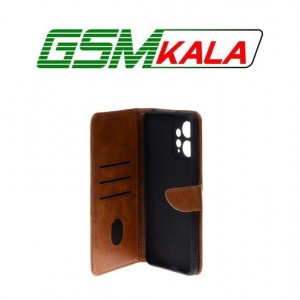 کیف چرمی موبایل مگنتی محافظ لنزدار Xiaomi Redmi Note 12 4G - عسلی