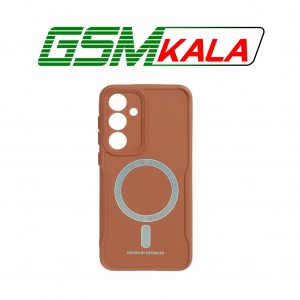 قاب دور لنز سوزنی طرح مگ سیف هولوگرامی Samsung Galaxy S24 FE - قهوه ای