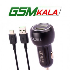 شارژر فندکی فست شارژ TSCO TCG 38 3A QC3.0 PD 36W + کابل تایپ سی