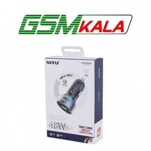 شارژر فندکی فست شارژ Nitu NDC41 3A QC3.0 PD 30W + کابل تبدیل آیفونی