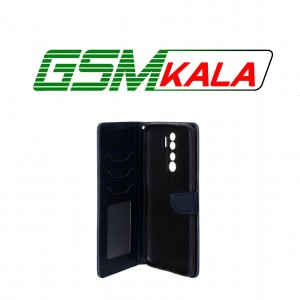 کیف چرمی موبایل مگنتی محافظ لنزدار Xiaomi Redmi Note 8 Pro - سرمه ای