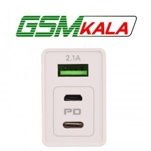 شارژر دیواری فست شارژ Arson AN-88 2.1A PD 10.5W + کابل 3 سر