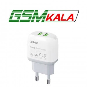 شارژر دیواری فست شارژ Ldnio A2218 2Port 2.4A 12W + کابل تبدیل تایپ سی