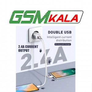 شارژر دیواری فست شارژ Ldnio A2218 2Port 2.4A 12W + کابل تبدیل تایپ سی
