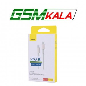 کابل دو سر تایپ سی فست شارژ 100 وات باسئوس Tungsten Gold p10319800 طول 1 متر