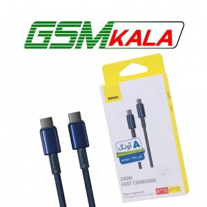 کابل دو سر تایپ سی فست شارژ 100 وات باسئوس Tungsten Gold p10319800 طول 1 متر