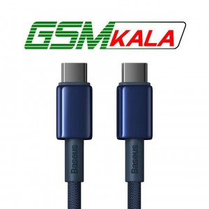 کابل دو سر تایپ سی فست شارژ 100 وات باسئوس Tungsten Gold p10319800 طول 1 متر