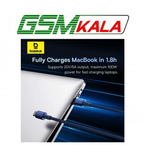 کابل دو سر تایپ سی فست شارژ 100 وات باسئوس Tungsten Gold p10319800 طول 1 متر