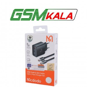 شارژر دیواری 45 وات مک دودو CH-508 GaN PD 3A + کابل تایپ سی