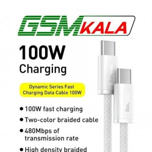 کابل دو سر تایپ سی فست شارژ 100 وات باسئوس P10381400111 طول 1 متر