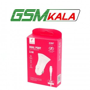 شارژر فندکی فست شارژ Sky Dolphin SZ09T 3.4A 15W + کابل تایپ سی