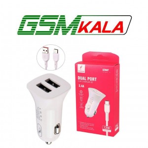 شارژر فندکی 12 وات اسکای دلفین SZ08 + کابل تایپ سی