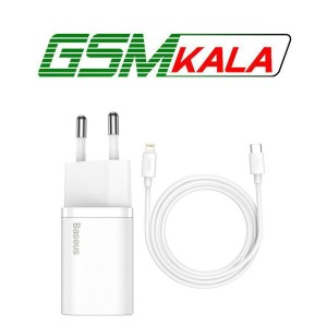 شارژر دیواری فست شارژ Baseus TZCCSUP-B 3A QC3.0 PD 20W Type-C + کابل Type-C to Lightning