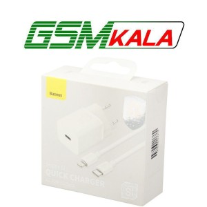 شارژر دیواری فست شارژ Baseus TZCCSUP-B 3A QC3.0 PD 20W Type-C + کابل Type-C to Lightning