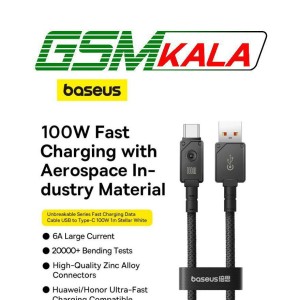 کابل تایپ سی فست شارژ 100 وات باسئوس Unbreakable Series P10355801111-00 طول 1 متر