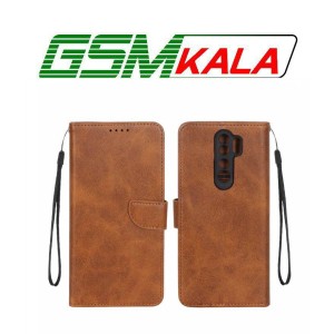 کیف چرمی موبایل مگنتی محافظ لنزدار Xiaomi Redmi Note 8 Pro - عسلی کد 1