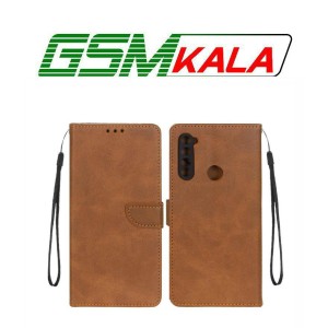 کیف چرمی موبایل مگنتی محافظ لنزدار Xiaomi Redmi Note 8 - عسلی