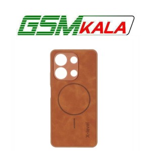قاب Xlevel جیر طرح مگ سیف محافظ لنزدار Xiaomi Redmi Note 13 4G - عسلی