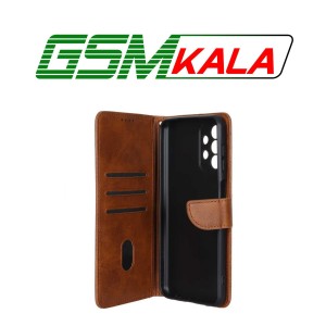 کیف چرمی موبایل مگنتی محافظ لنزدار Samsung Galaxy A13 4G - عسلی