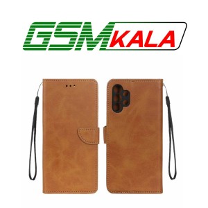 کیف چرمی موبایل مگنتی محافظ لنزدار Samsung Galaxy A13 4G - عسلی