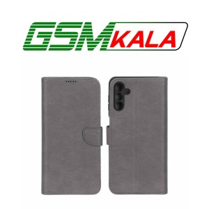 کیف چرمی موبایل مگنتی محافظ لنزدار KRF مدل Samsung Galaxy A13 5G / A04s / M13 4G / M23 / F13 - طوسی