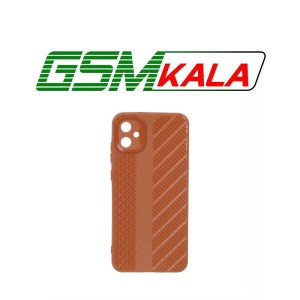 قاب ژله ای هاشور دور لنز براق Samsung Galaxy A05 - قهوه ای