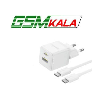 شارژر دیواری 30 وات دو پورت بیسوس با کابل دو سر تایپ سی Baseus CCZC30UE Palm Fast Charger 1C+1U 30W P1011160A113