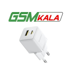 شارژر دیواری 30 وات دو پورت بیسوس با کابل دو سر تایپ سی Baseus CCZC30UE Palm Fast Charger 1C+1U 30W P1011160A113