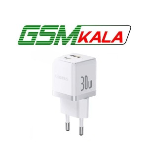 شارژر دیواری 30 وات دو پورت بیسوس با کابل دو سر تایپ سی Baseus CCZC30UE Palm Fast Charger 1C+1U 30W P1011160A113