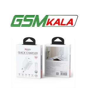 شارژر دیواری 20 وات یسیدو YC105 GaN PD 3A + کابل تبدیل تایپ سی