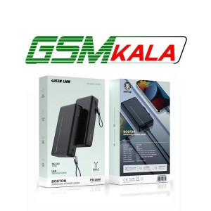 پاور بانک فست شارژ گرین لاین Boston GL-PX34 GNBOS20KPBBK QC3.0 PD 20W ظرفیت 20000 میلی آمپر ساعت