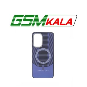 قاب Good Luck هاشور دار لنز کربن طرح مگ سیف Samsung Galaxy A73 - بنفش