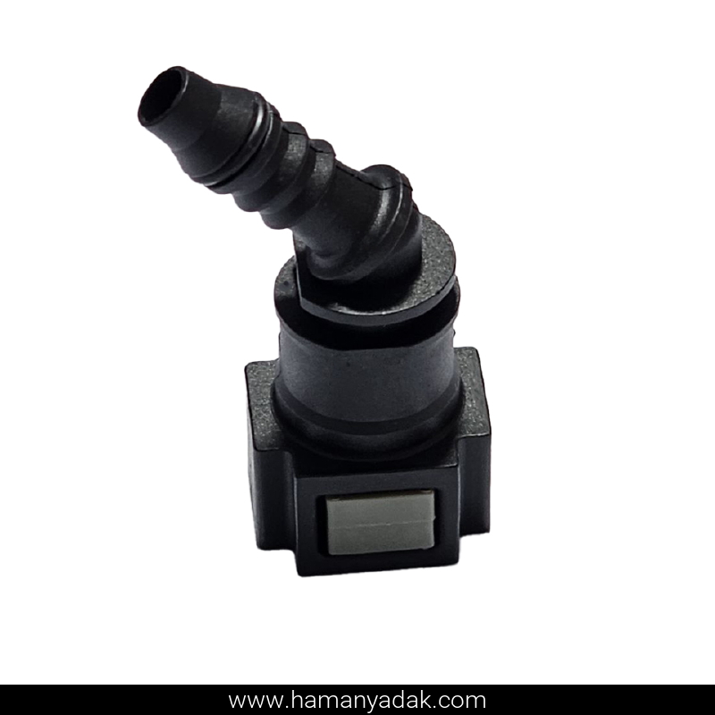 سوکت صافی بنزین 45 درجه طوسی برند +BBZ (کد 122)